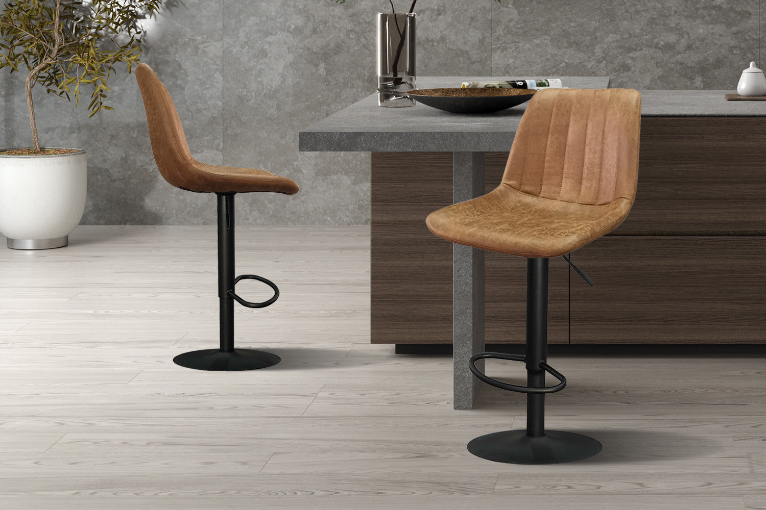Rousseau - Barstoel Barcelona PU Cognac - DEC7998 - 89x43x50 cm