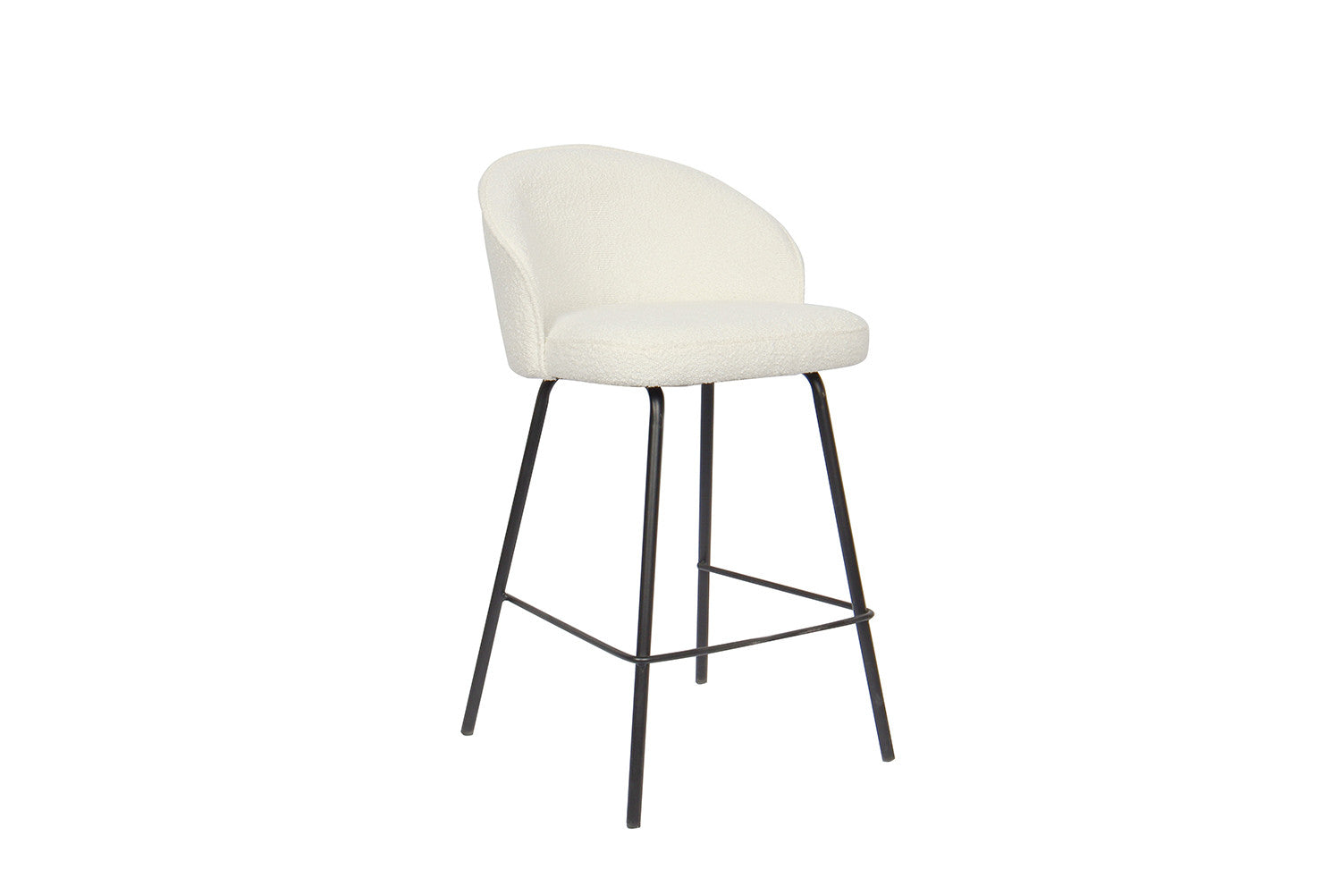 Rousseau - Tabouret de bar June Boucle - Blanc - 87x52x51 cm