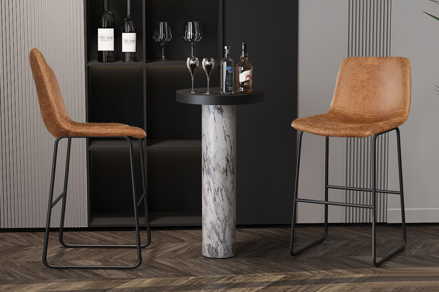 Rousseau - Chaise de bar Mancia PU Cognac - DEC7968 - 93x48x56 cm