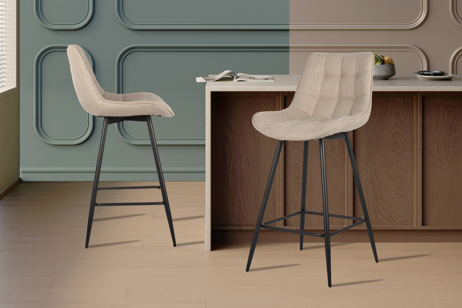 Rousseau - Counterstoel Ariba Stof Beige - 93x46x55 cm