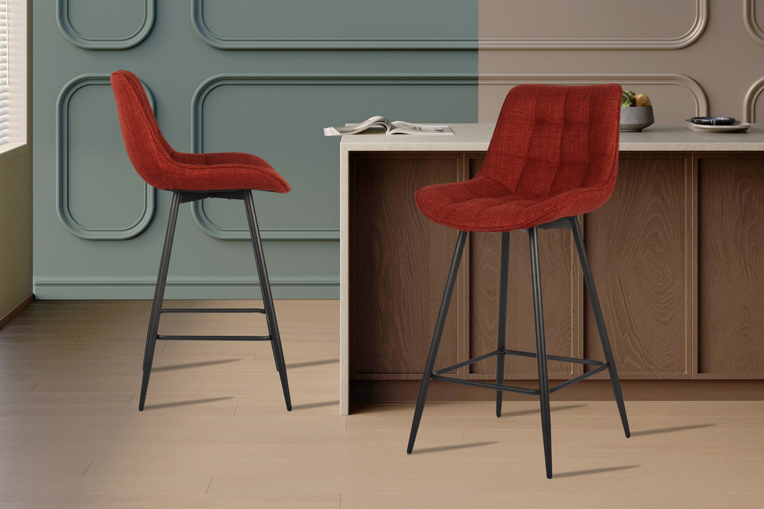 Rousseau - Counterstoel Ariba Stof Rood - 93x46x55 cm