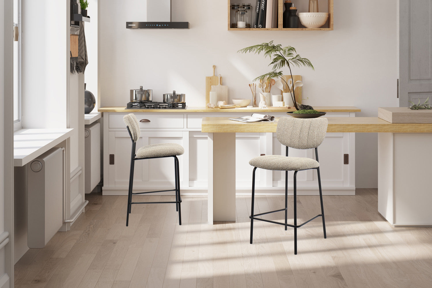 Rousseau - Barstoel Antura Stof Bruin - 97x46x53 cm