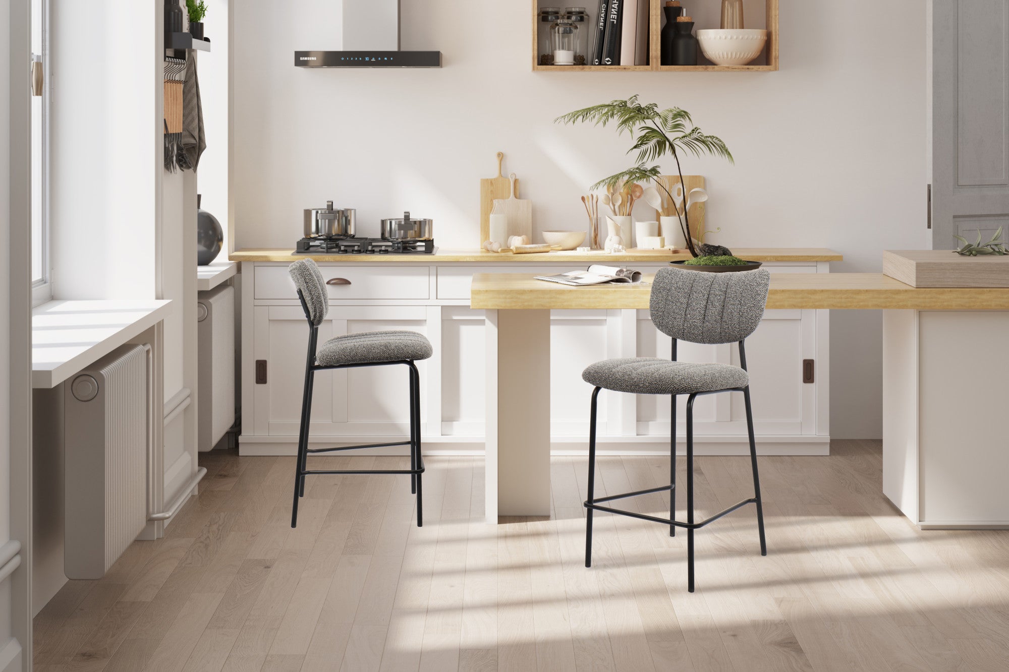 Rousseau - Barstoel Antura Stof Donkergrijs - 97x46x53 cm