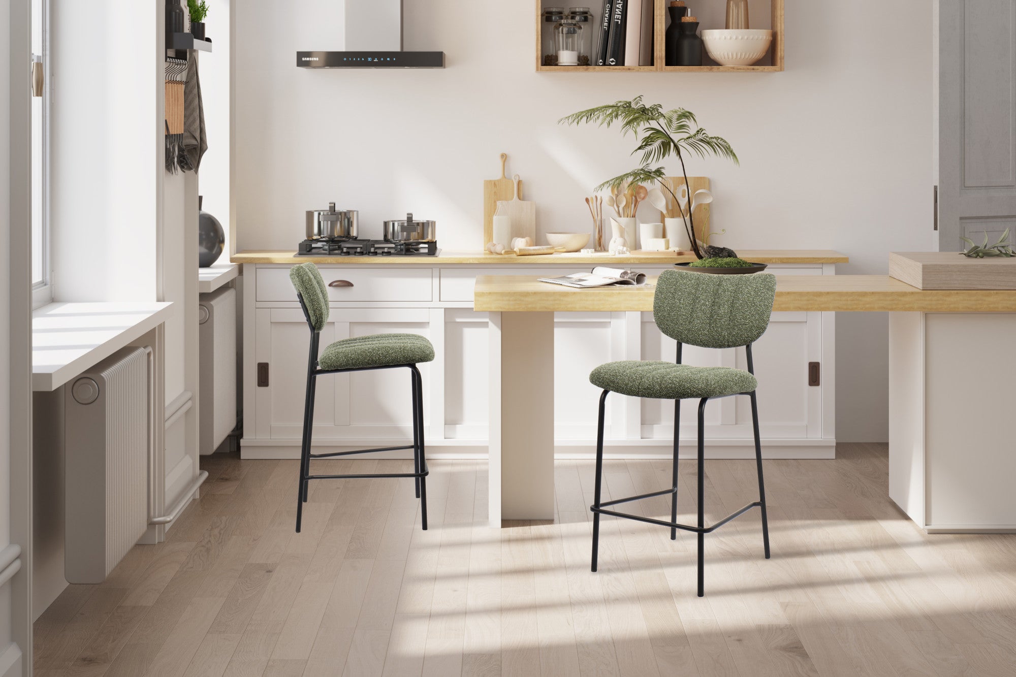 Rousseau - Barstoel Antura Stof Groen - 97x46x53 cm