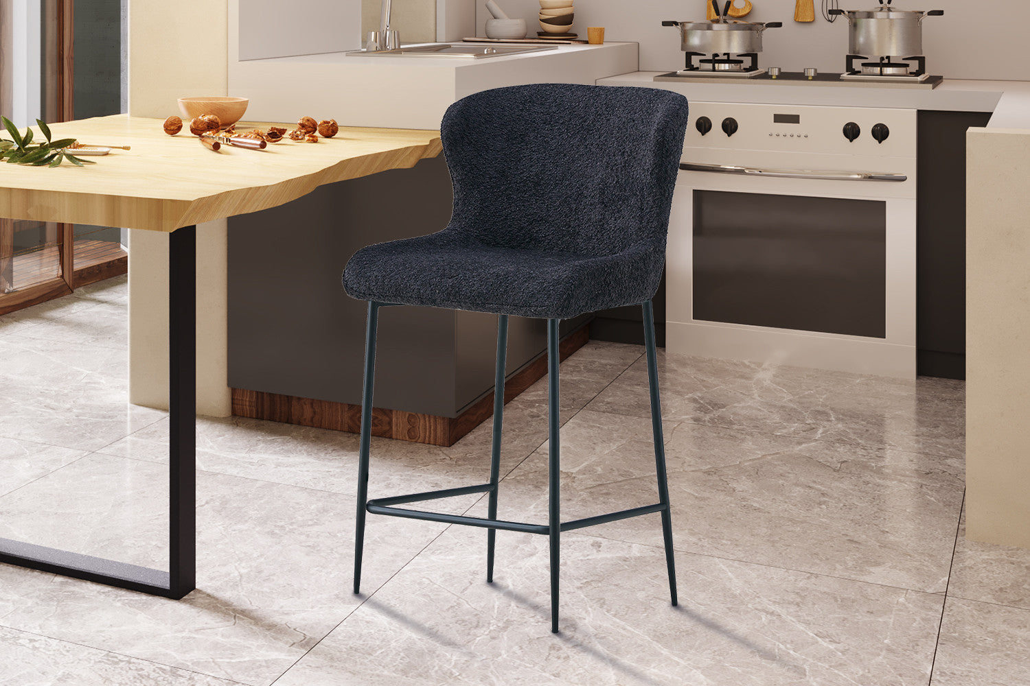 Rousseau - Tabouret de bar Lisa Boucle - Gris foncé - 96,5x51,5x56 cm