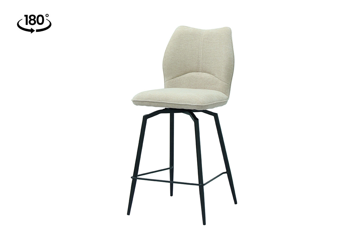 Rousseau - Tabouret de bar Lara - Tissu Ecru - 103x48x56 cm