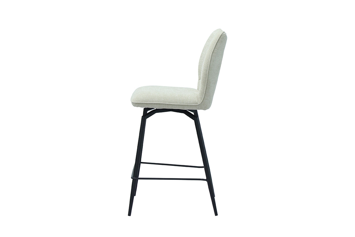 Rousseau - Tabouret de bar Lara - Tissu Ecru - 103x48x56 cm