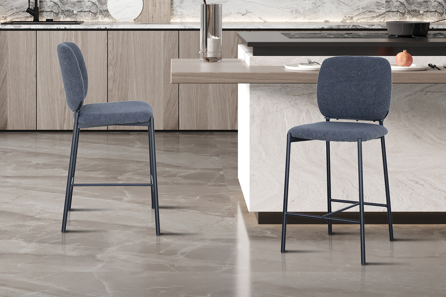 Rousseau - Barstoel Sophia Stof Donkergrijs - 99x45x55.5 cm