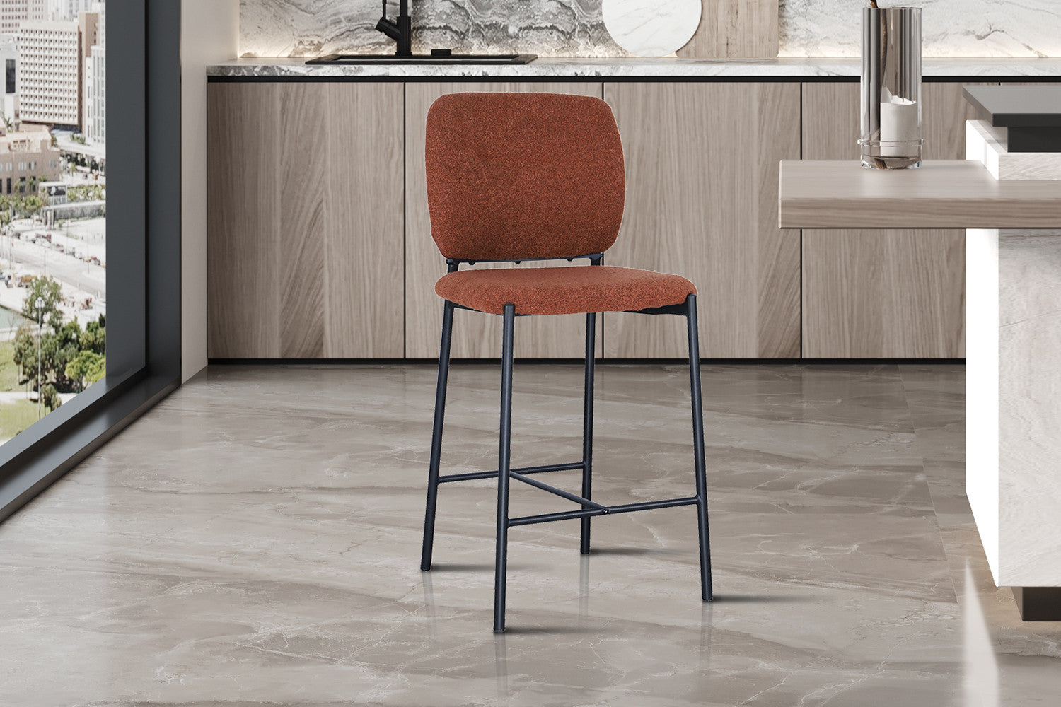 Rousseau - Barstoel Sophia Stof Roest - 99x45x55.5 cm