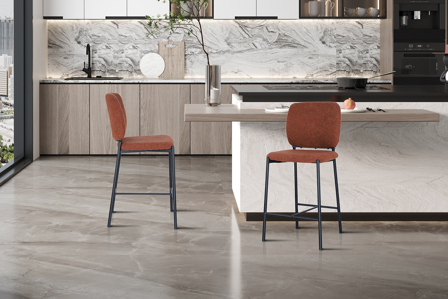 Rousseau - Barstoel Sophia Stof Roest - 99x45x55.5 cm