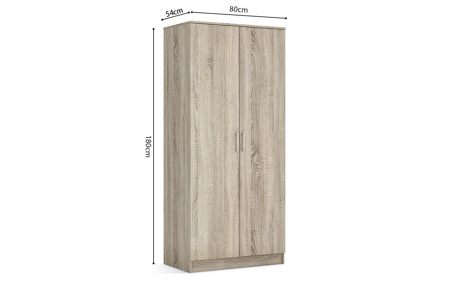 Rousseau - Kleerkast Ray 2 deuren Sonoma - 180x80x54 cm