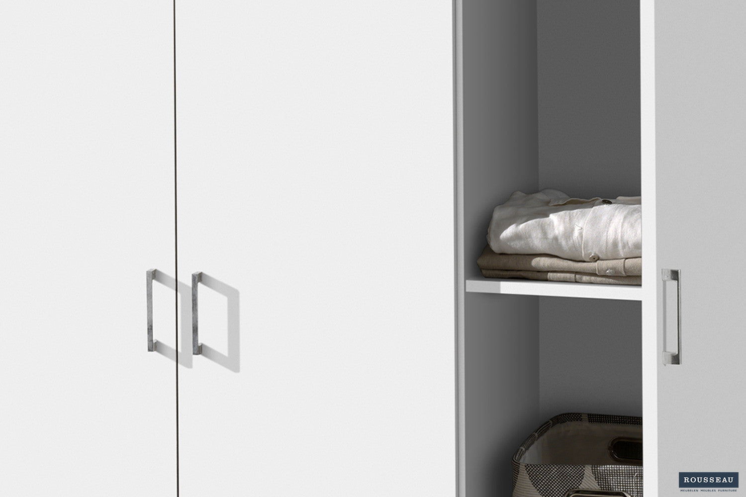 Rousseau - Armoire Ray 3 portes Blanc - 180x117,5x50 cm