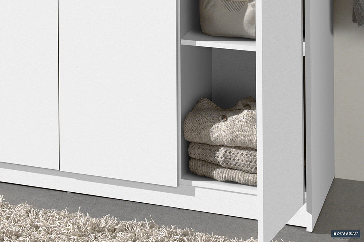 Rousseau - Armoire Ray 3 portes Blanc - 180x117,5x50 cm