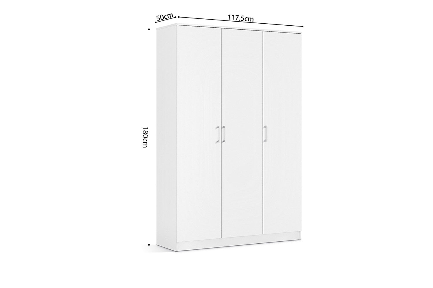 Rousseau - Armoire Ray 3 portes Blanc - 180x117,5x50 cm