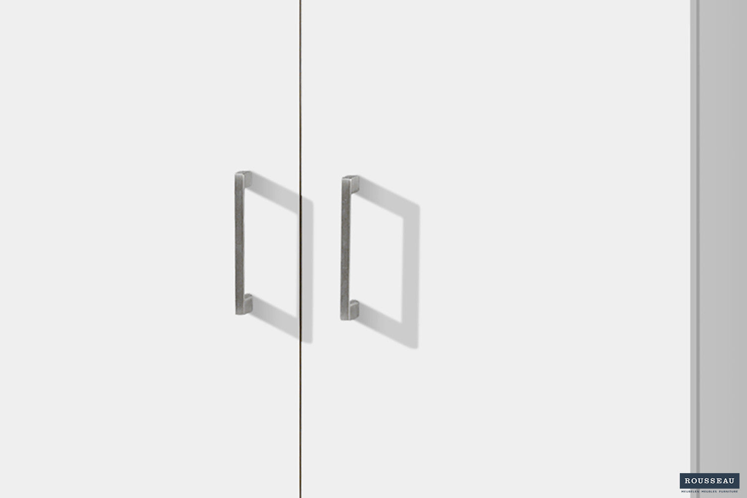 Rousseau - Meuble de rangement Ray 2 portes et 4 étagères Blanc - 180x60x40 cm