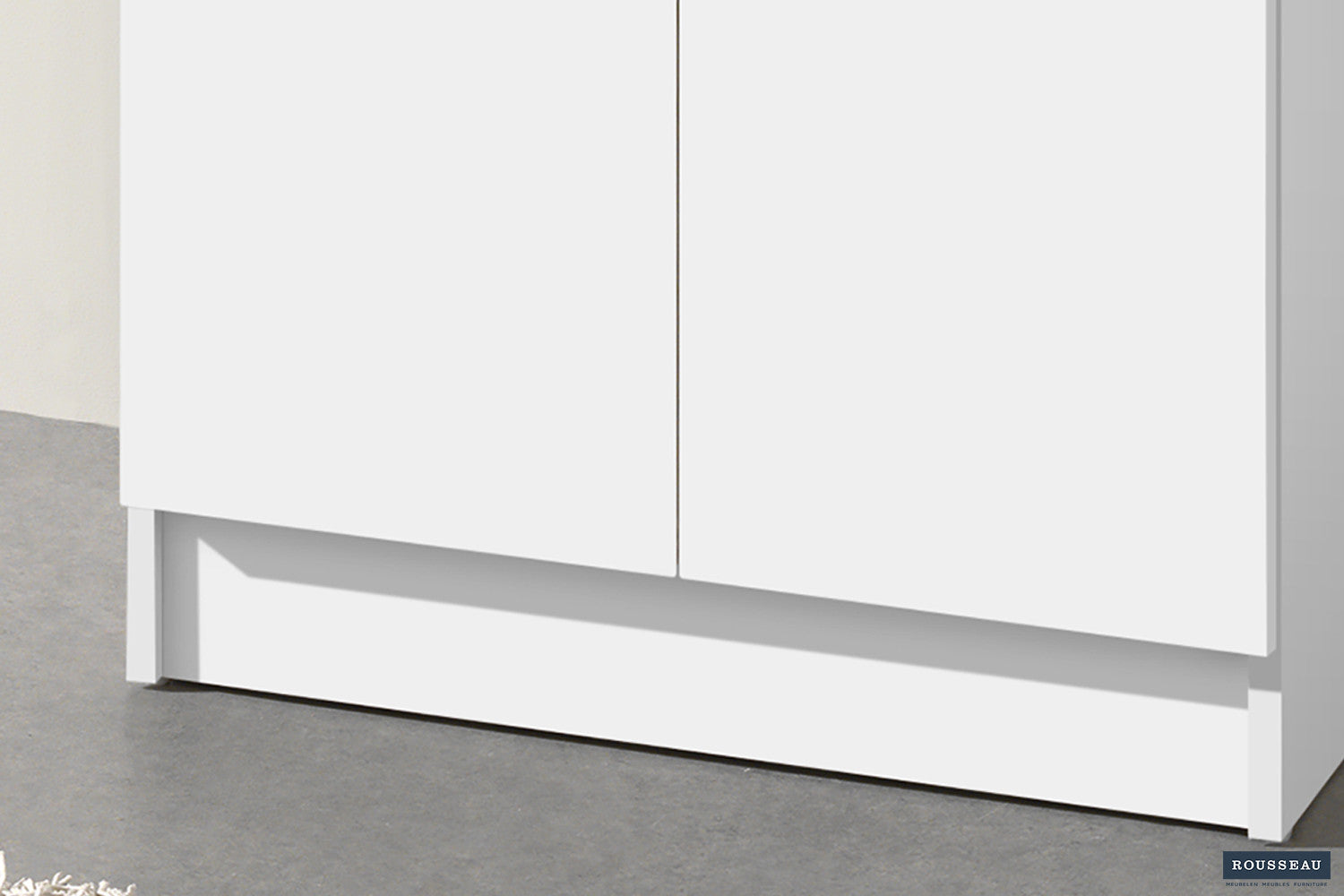 Rousseau - Meuble de rangement Ray 2 portes et 4 étagères Blanc - 180x60x40 cm