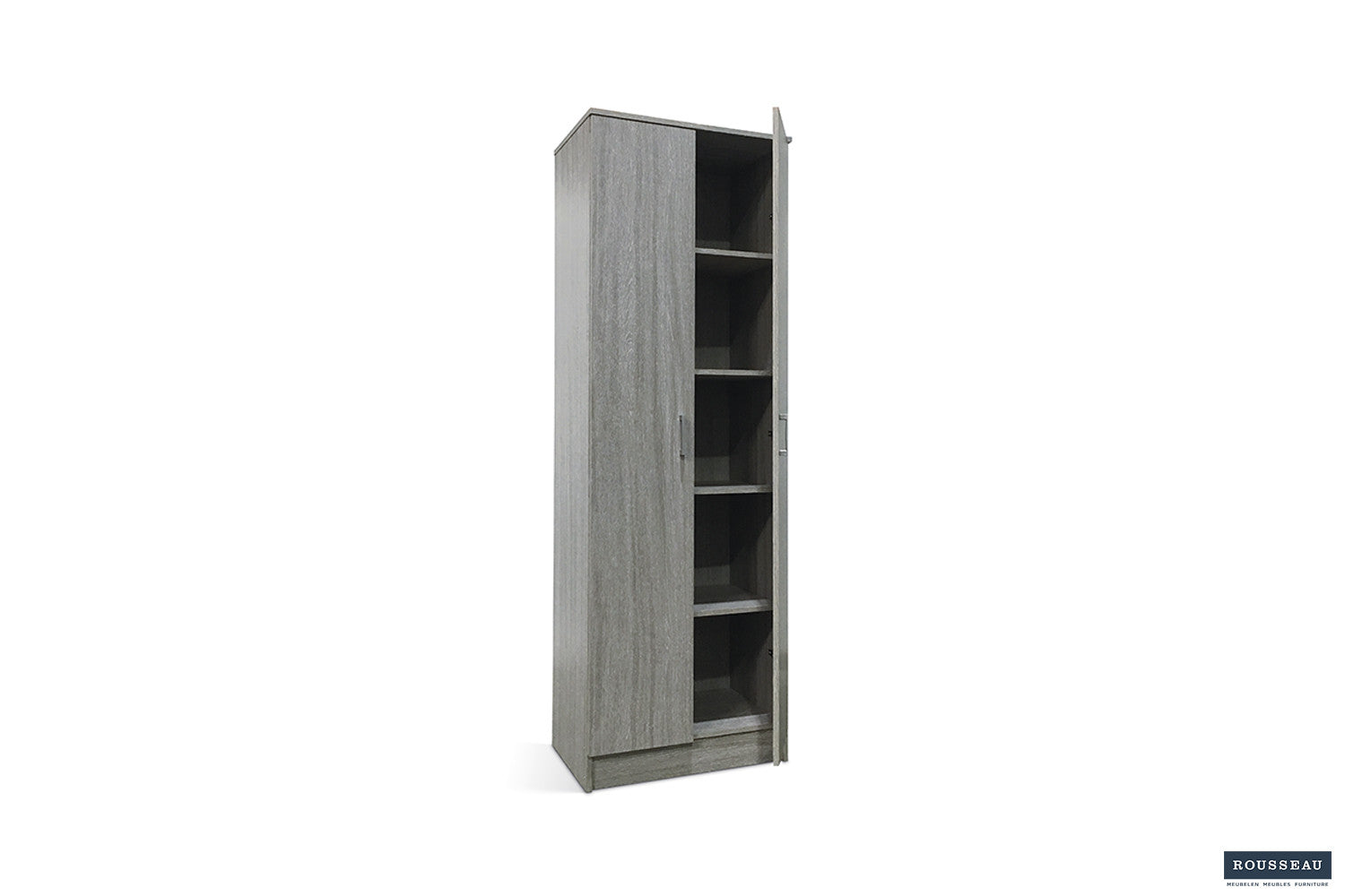 Rousseau - Opbergkast Ray 2 deuren en 4 legplanken Grijze eik - 180x60x40 cm