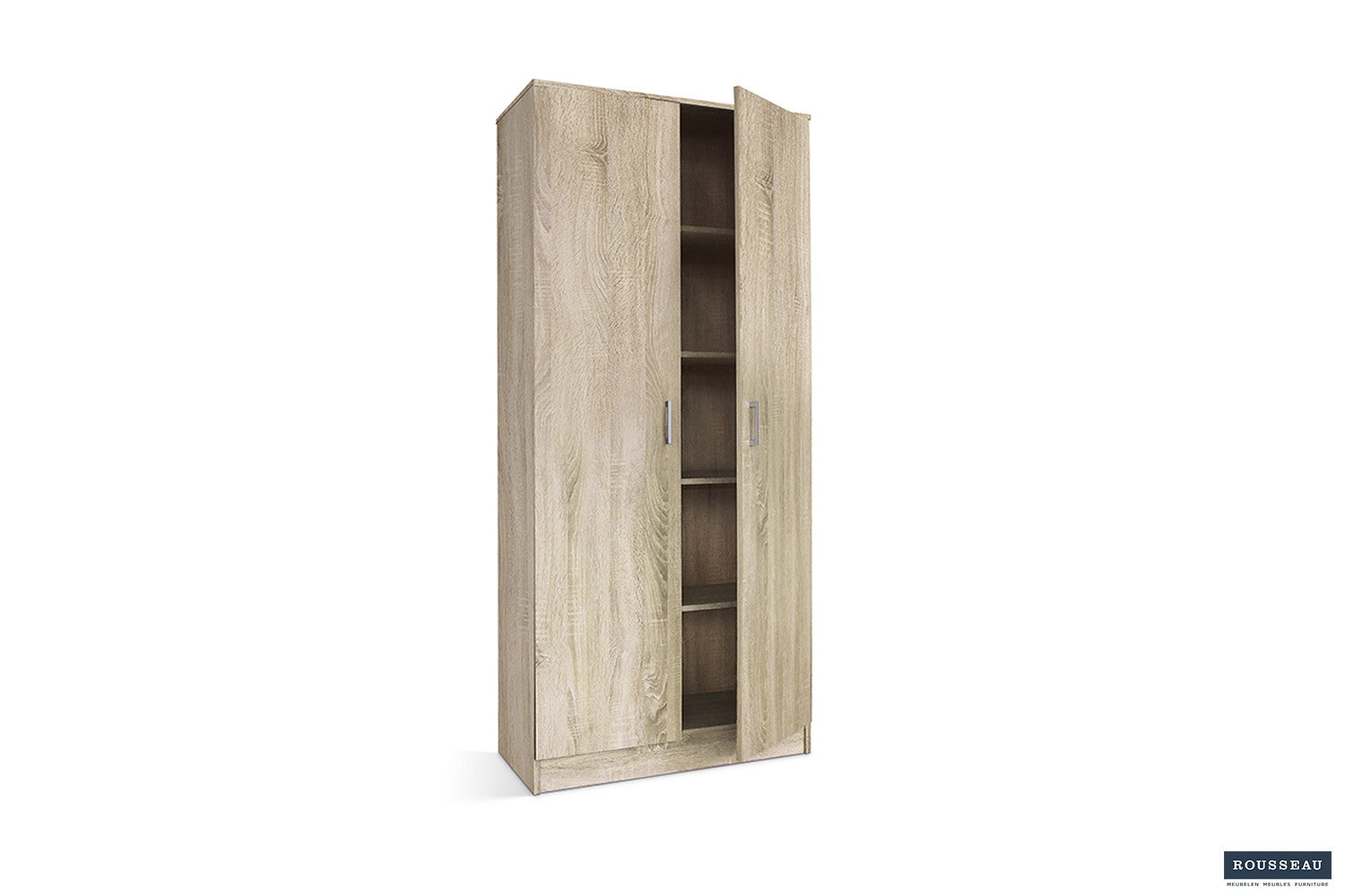 Rousseau - Opbergkast Ray 2 deuren en 4 legplanken Sonoma - 180x80x40 cm