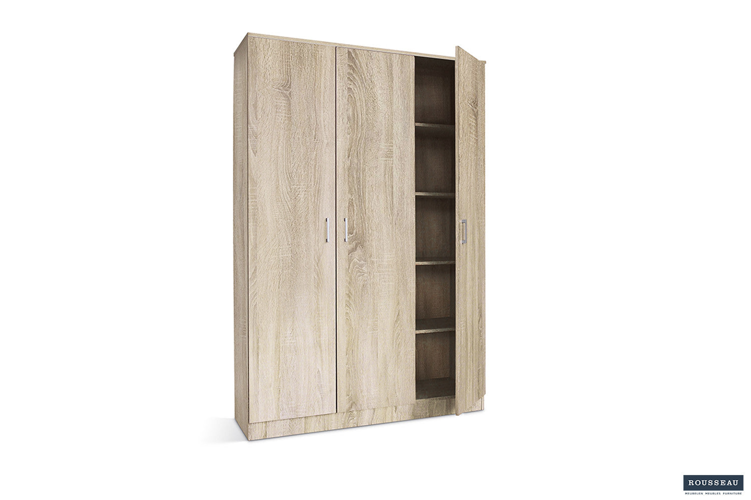 Rousseau - Opbergkast Ray 3 deuren en 4 legplanken Sonoma - 180x120x40 cm