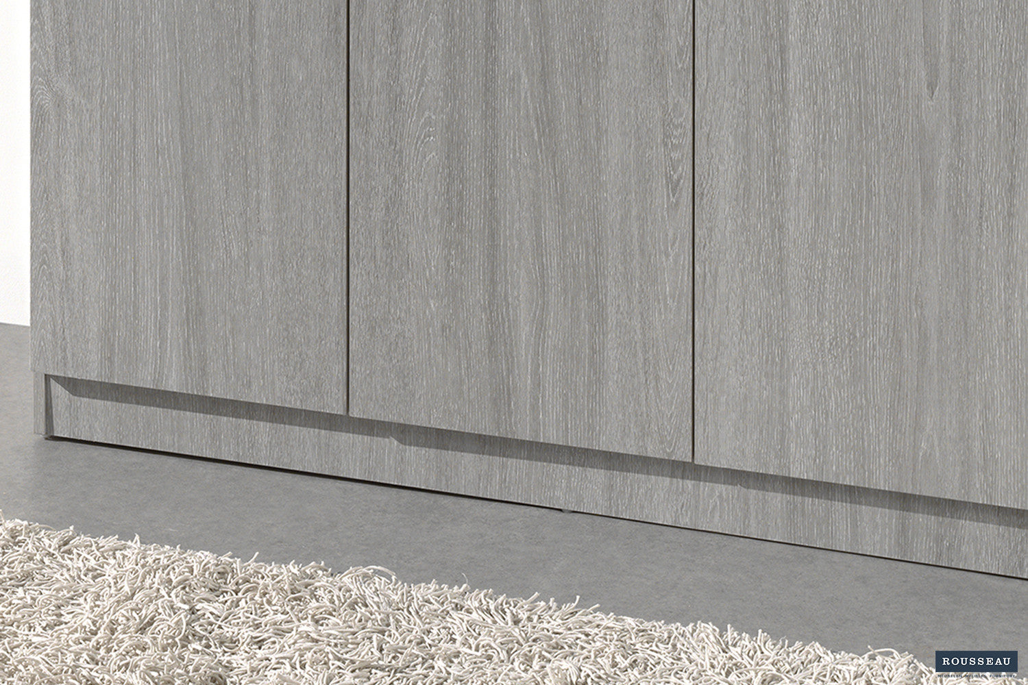 Rousseau - Opbergkast Ray 3 deuren en 4 legplanken Grijze eik - 180x120x40 cm