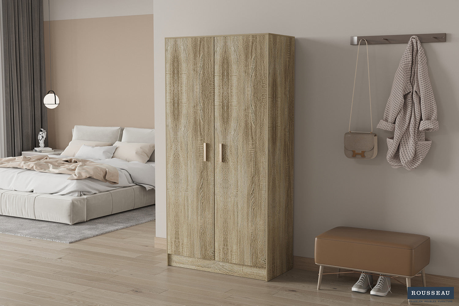 Rousseau - Opbergkast Space 2 deuren en 4 legplanken Sonoma - 148x72x36 cm