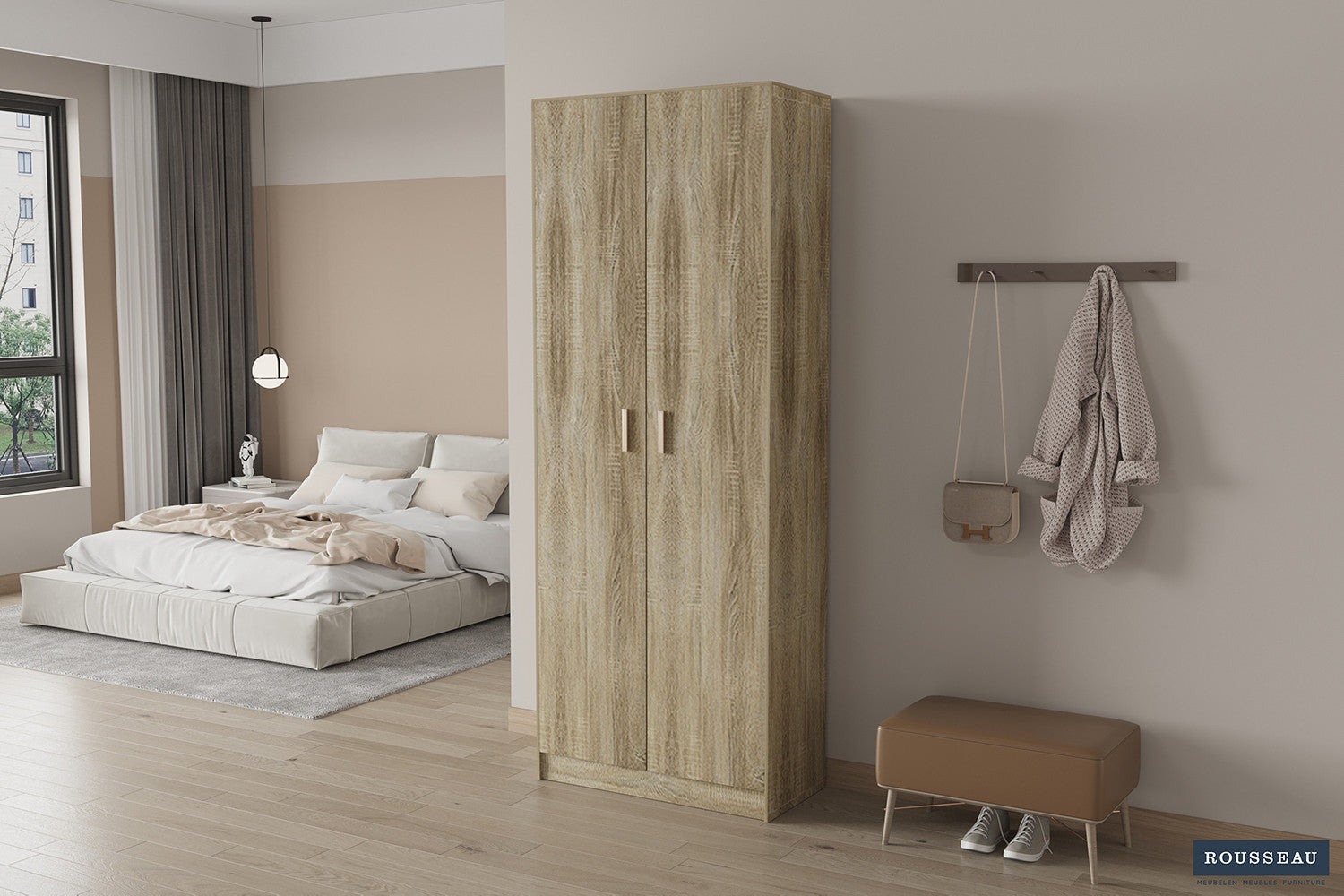 Rousseau - Opbergkast Space 2 deuren en 5 legplanken Sonoma - 194x72x36 cm