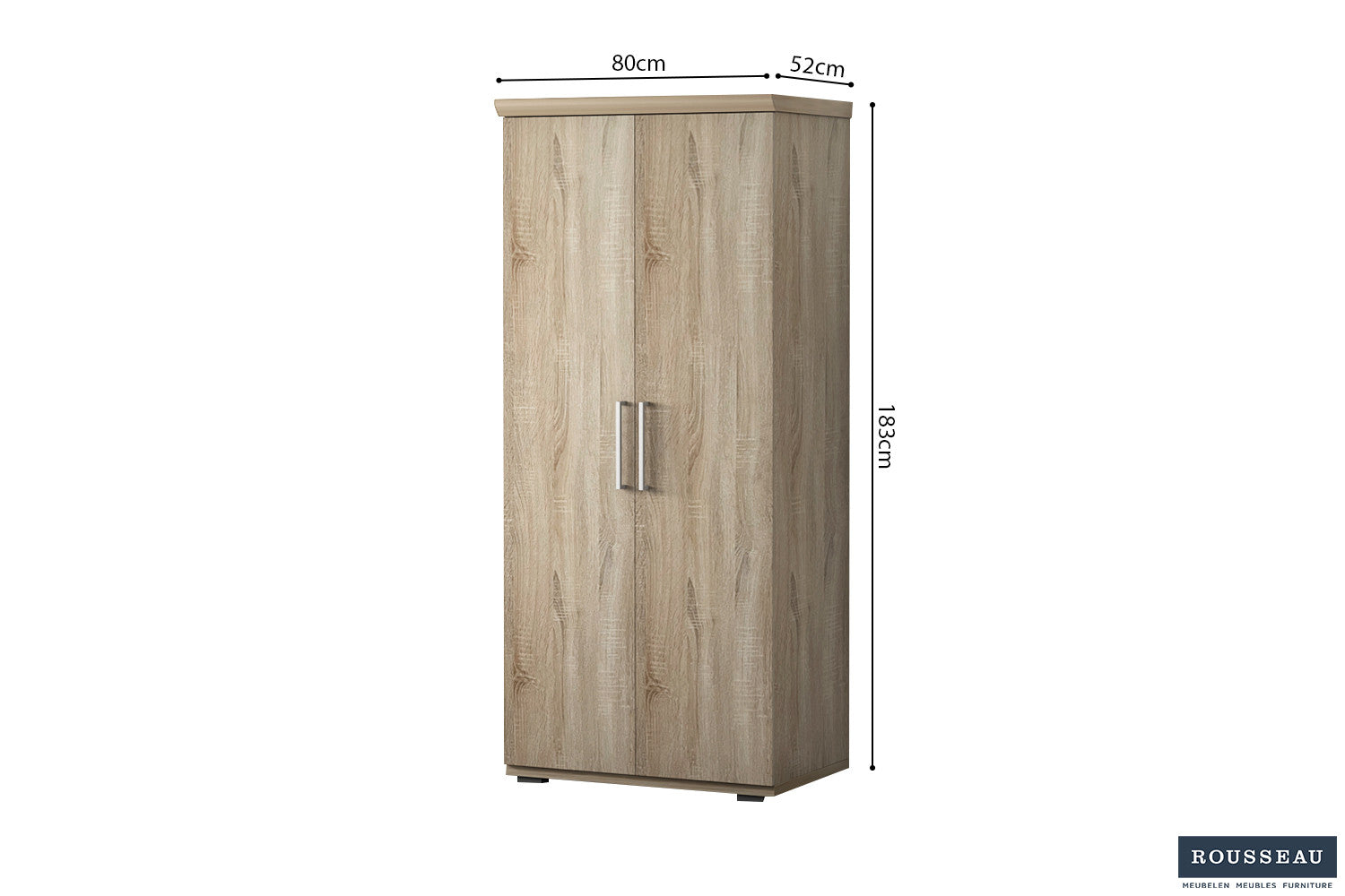 Rousseau - Kleerkast Mike 2 deuren Sonoma - 183x80x52 cm
