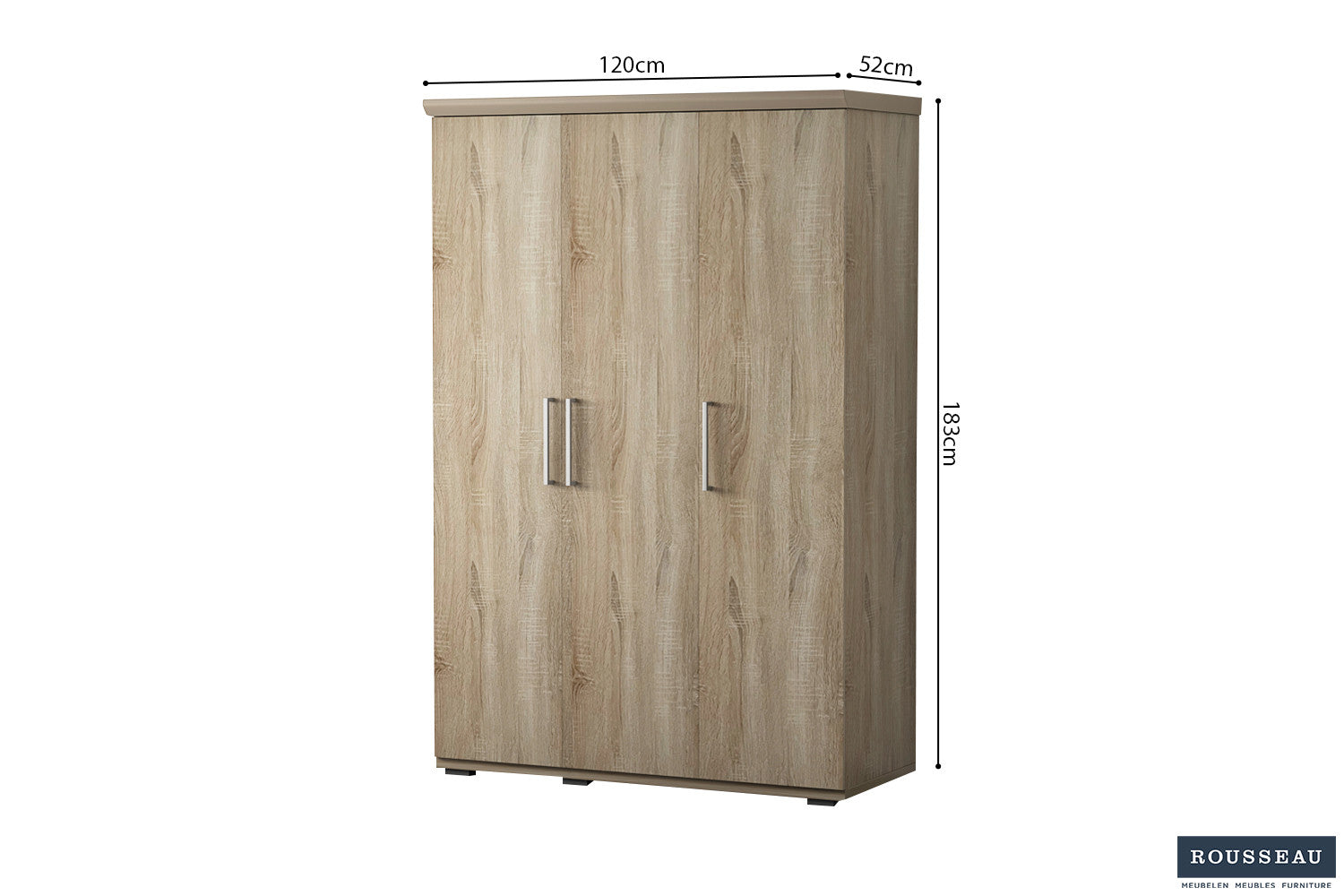 Rousseau - Kleerkast Mike 3 deuren Sonoma - 183x120x52 cm