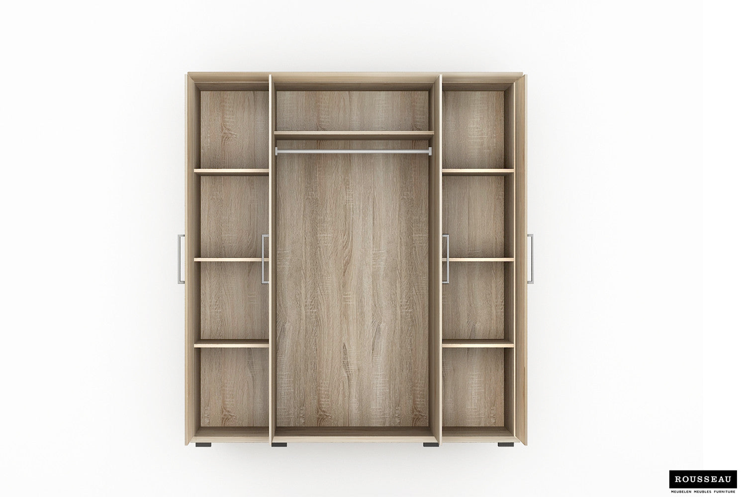 Rousseau - Armoire Mike 4 portes Sonoma - 183x160x52 cm