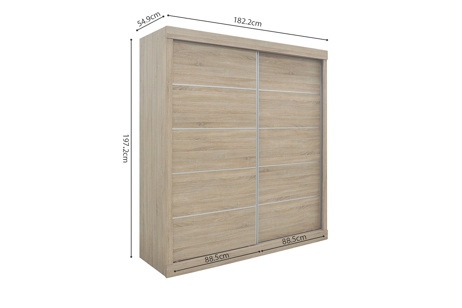 Rousseau - Kleerkast Mike 2 schuifdeuren Sonoma - 197.5x182.5x52.5 cm