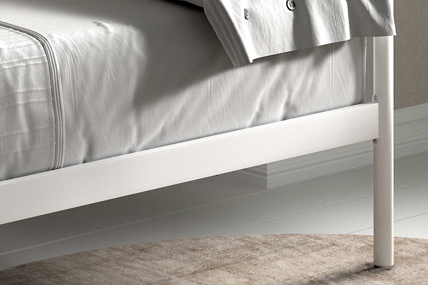 Rousseau - Lit simple Sablo 90x200 avec sommier à lattes Blanc - 92x95x208 cm