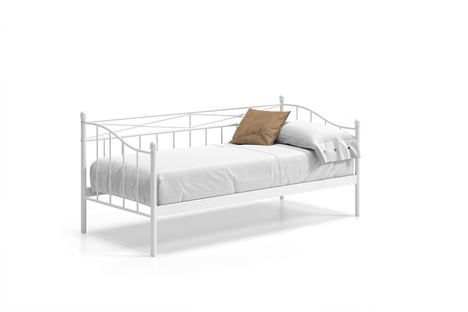 Rousseau - Lit simple Sablo 90x200 avec sommier à lattes Blanc - 92x95x208 cm