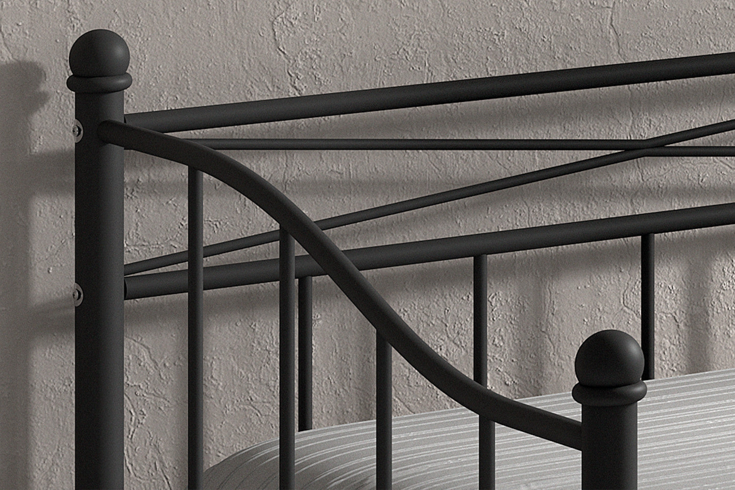 Rousseau - Lit simple Sablo 90x200 avec sommier à lattes Noir - 92x95x208 cm