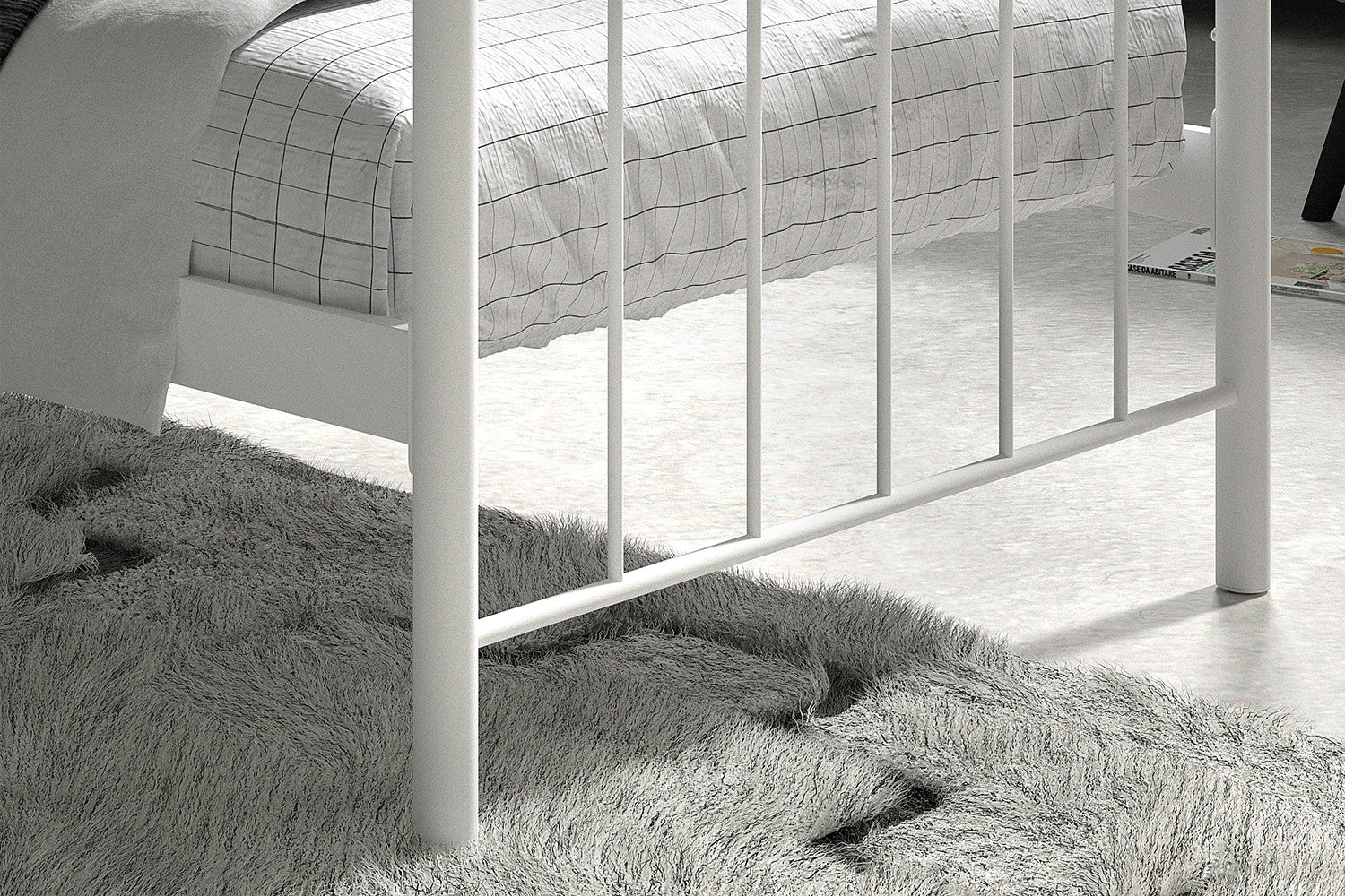 Rousseau - Lit simple Sacha 90x200 avec sommier à lattes Blanc - 86x92x208 cm