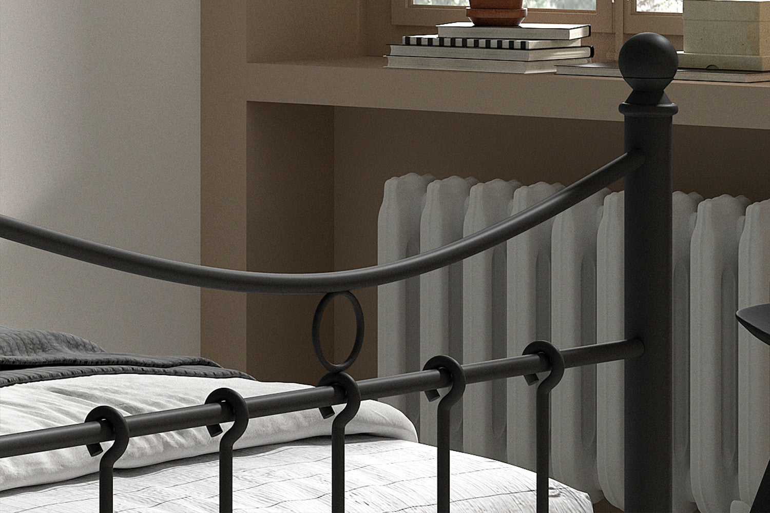 Rousseau - Lit simple Sacha 90x200 avec sommier à lattes Noir - 86x92x208 cm