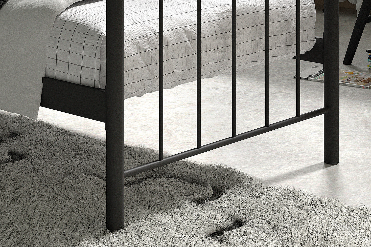 Rousseau - Lit simple Sacha 90x200 avec sommier à lattes Noir - 86x92x208 cm