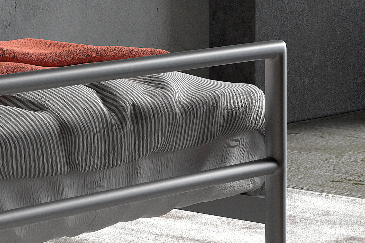 Rousseau - Lit simple Sandro 90x200 avec sommier à lattes Gris - 60x92x212 cm