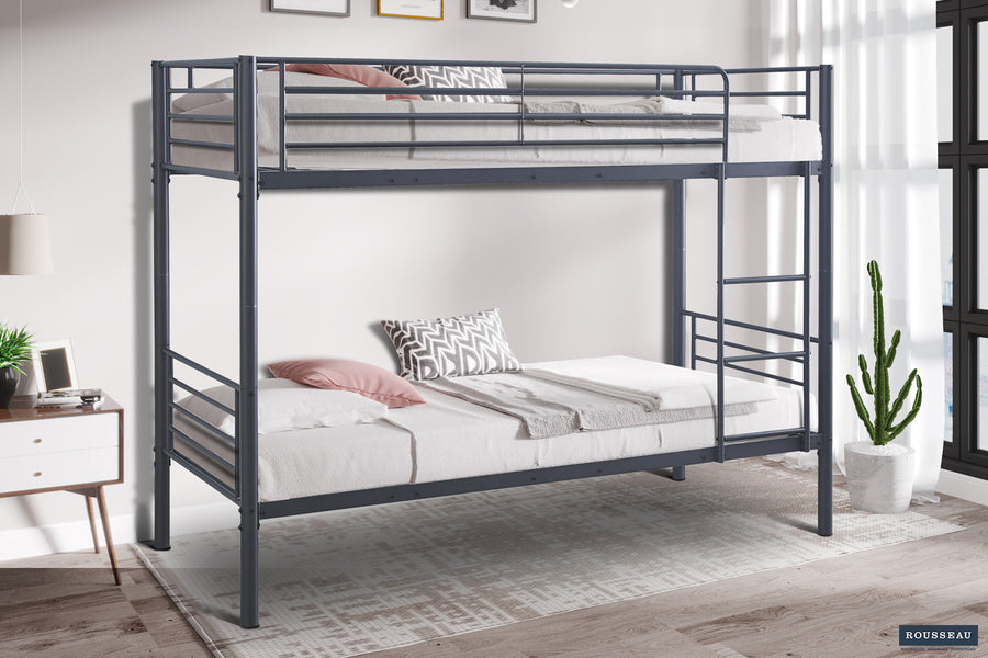 Rousseau - Stapelbed Sammy 90x200 Splitsbaar Metaal Donkergrijs - 162x97.5x210 cm