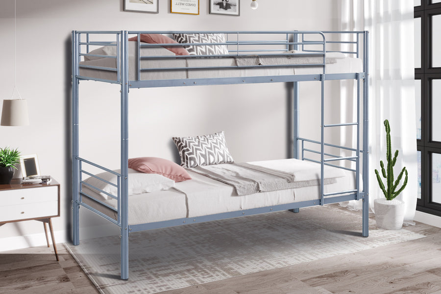 Rousseau - Stapelbed Sammy 90x200 Splitsbaar Metaal Lichtgrijs - 162x97.5x210 cm