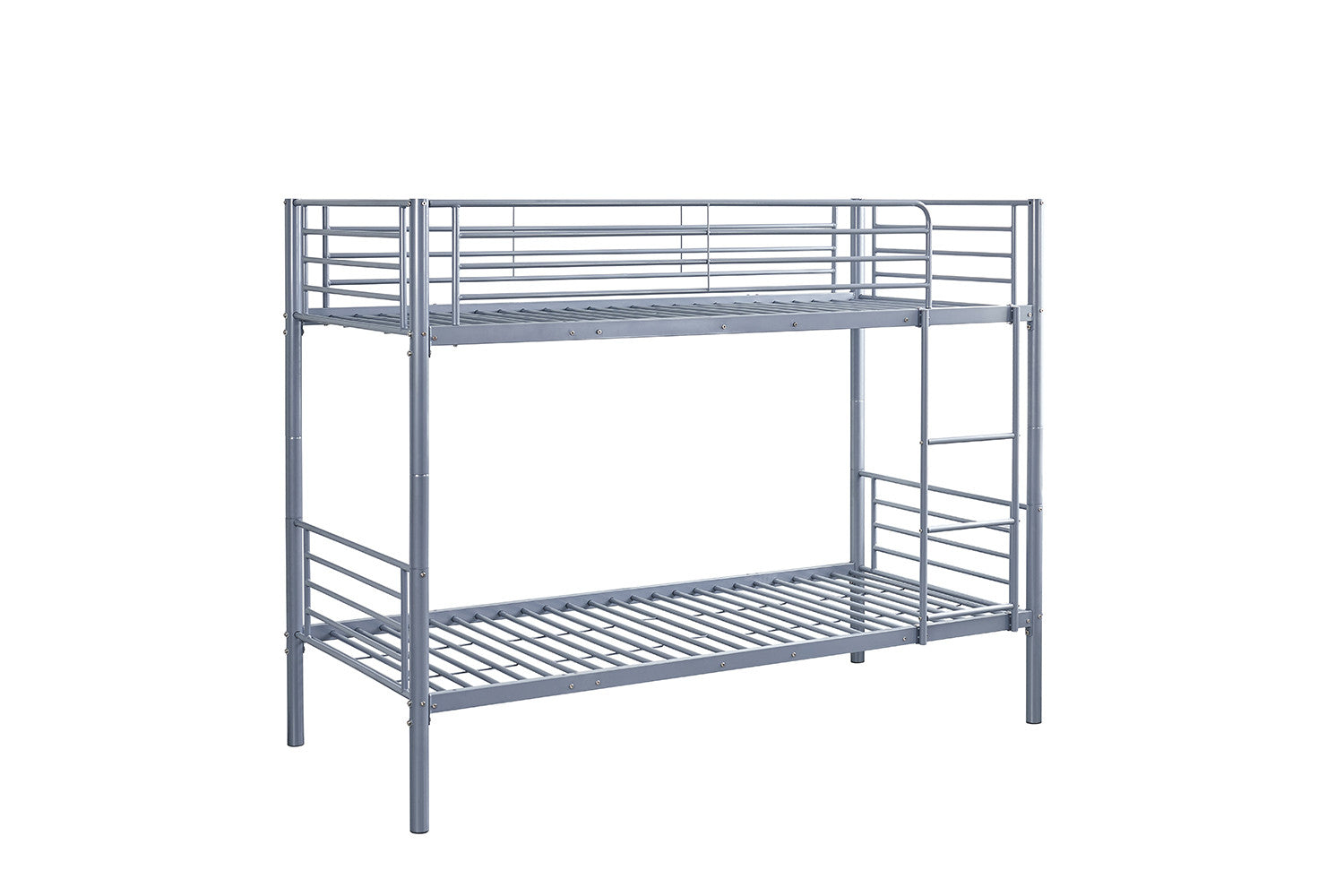 Rousseau - Lit superposé Sammy 90x200 divisible Métal Gris clair - 162x97,5x210 cm