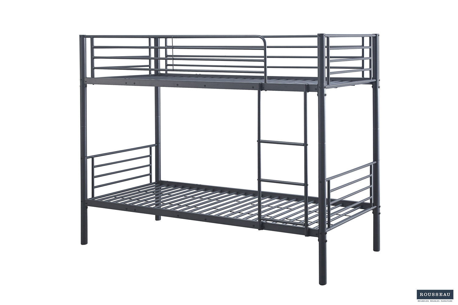Rousseau - Lit superposé Sammy 90x200 divisible Métal Gris foncé - 162x97,5x210 cm