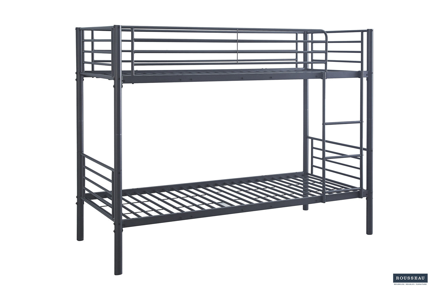 Rousseau - Lit superposé Sammy 90x200 divisible Métal Gris foncé - 162x97,5x210 cm