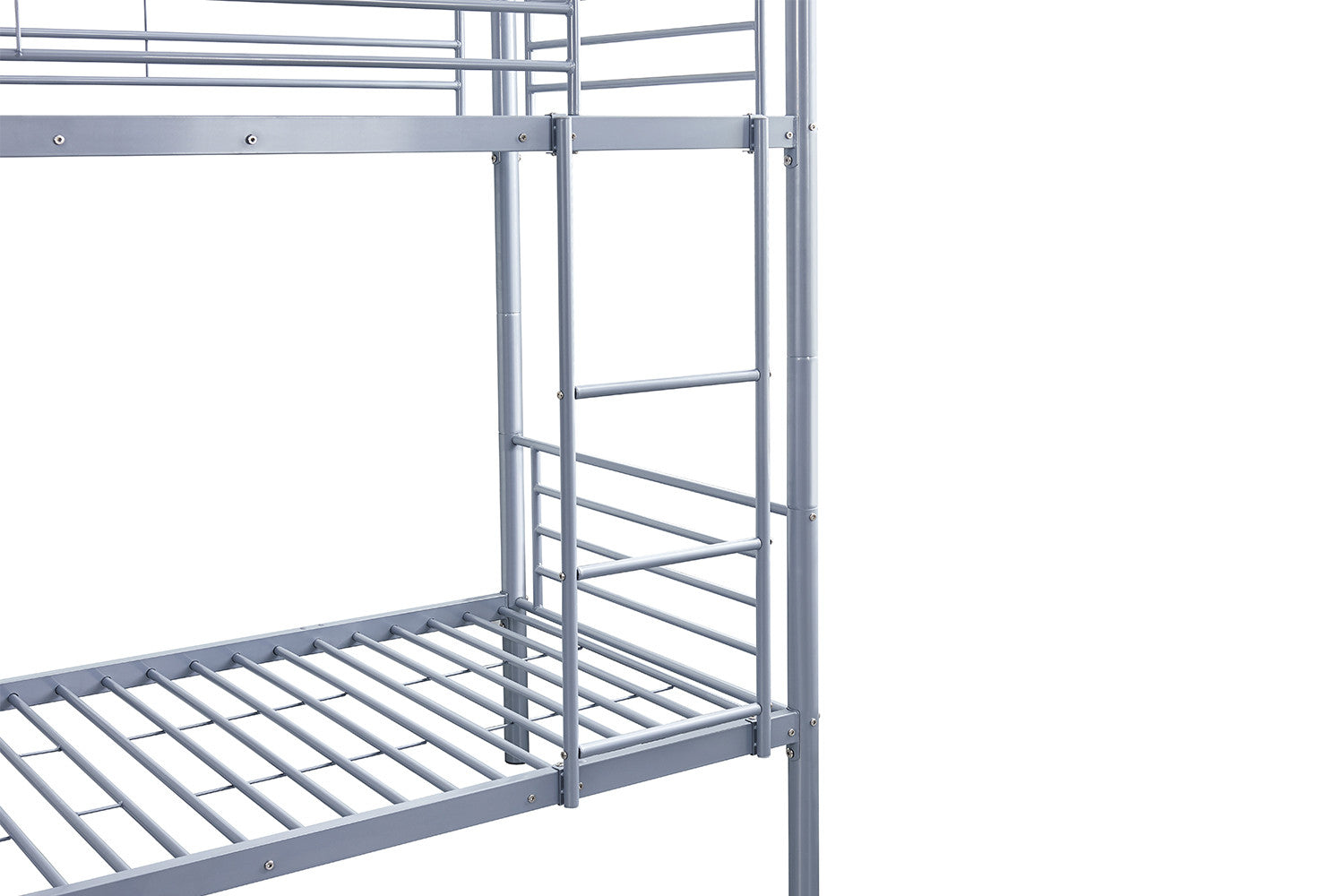 Rousseau - Lit superposé Sammy 90x200 divisible Métal Gris clair - 162x97,5x210 cm