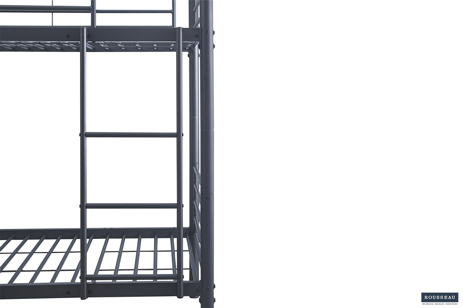 Rousseau - Lit superposé Sammy 90x200 divisible Métal Gris foncé - 162x97,5x210 cm