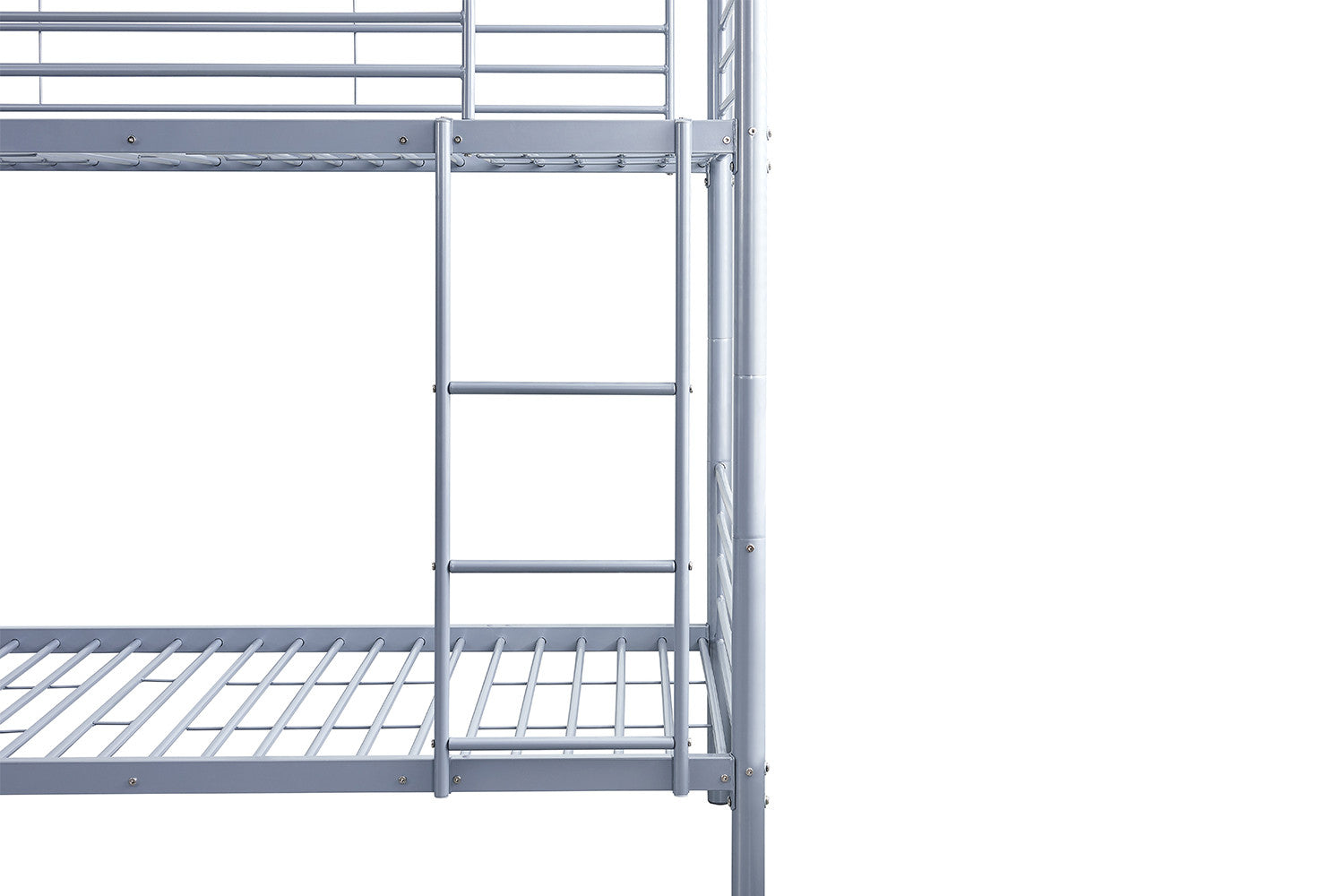 Rousseau - Lit superposé Sammy 90x200 divisible Métal Gris clair - 162x97,5x210 cm