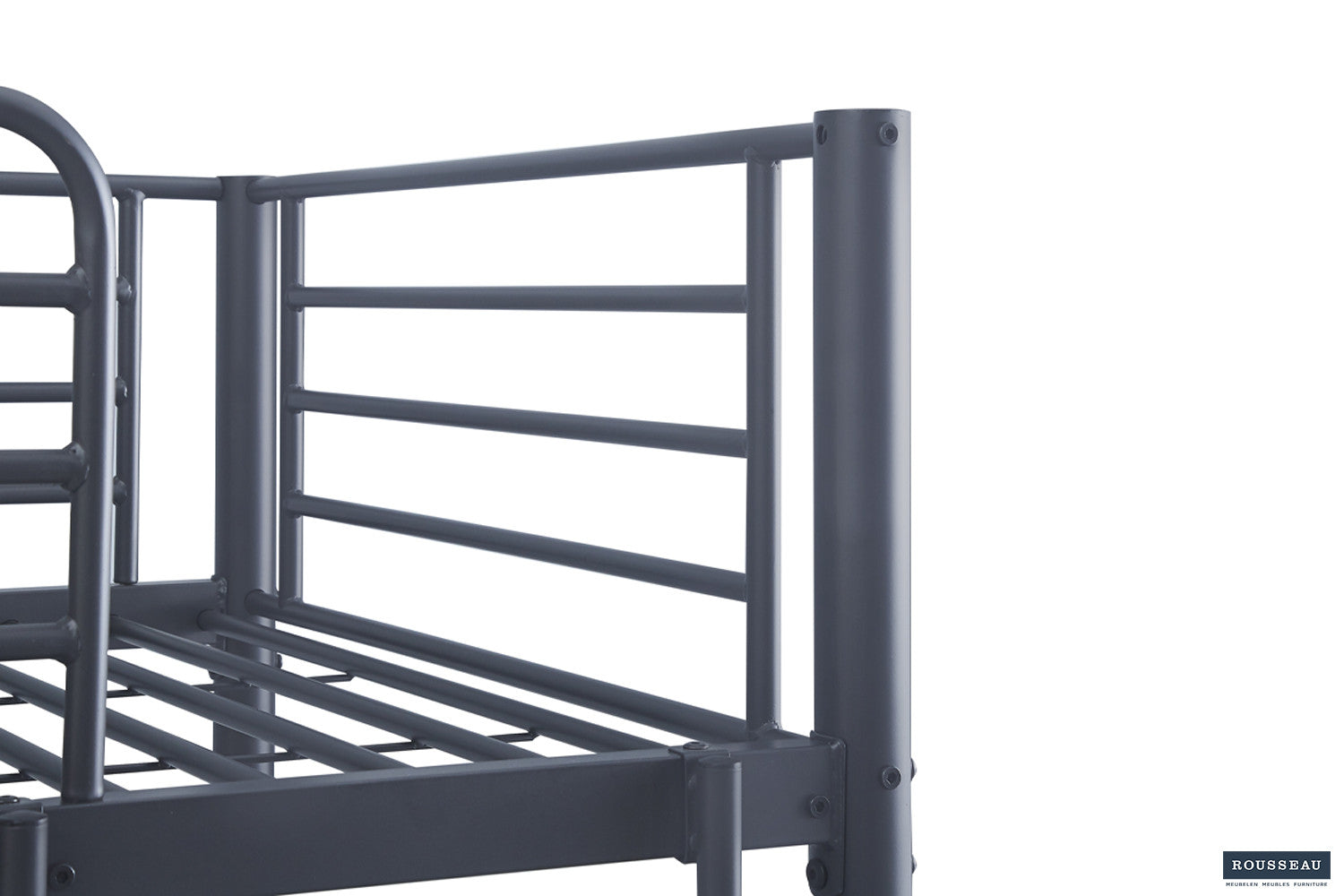 Rousseau - Lit superposé Sammy 90x200 divisible Métal Gris foncé - 162x97,5x210 cm