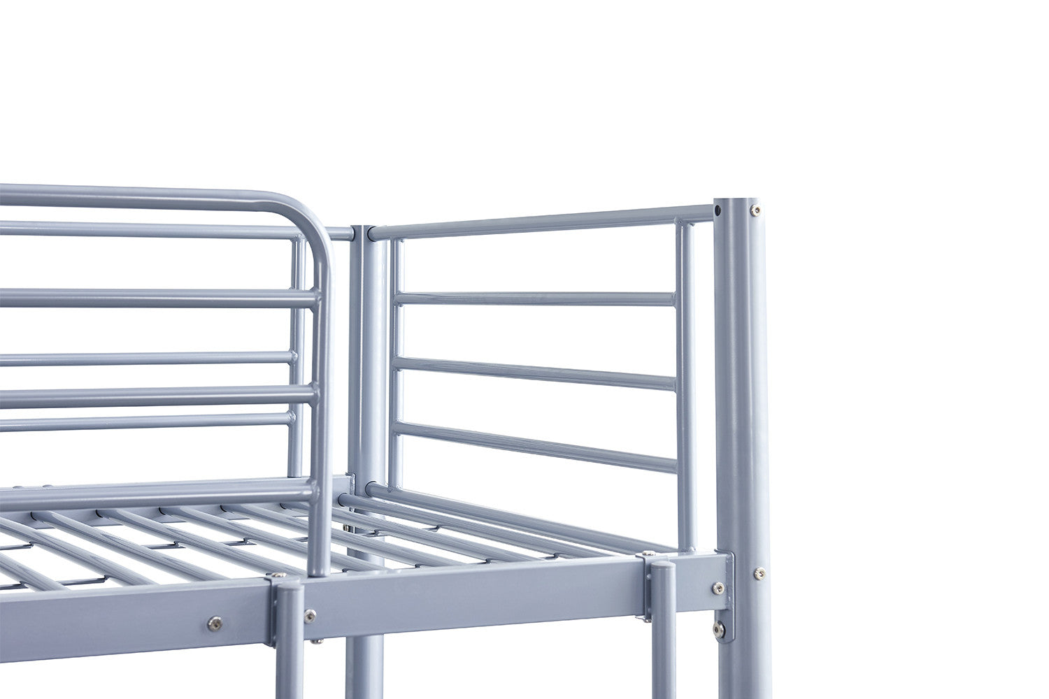 Rousseau - Lit superposé Sammy 90x200 divisible Métal Gris clair - 162x97,5x210 cm