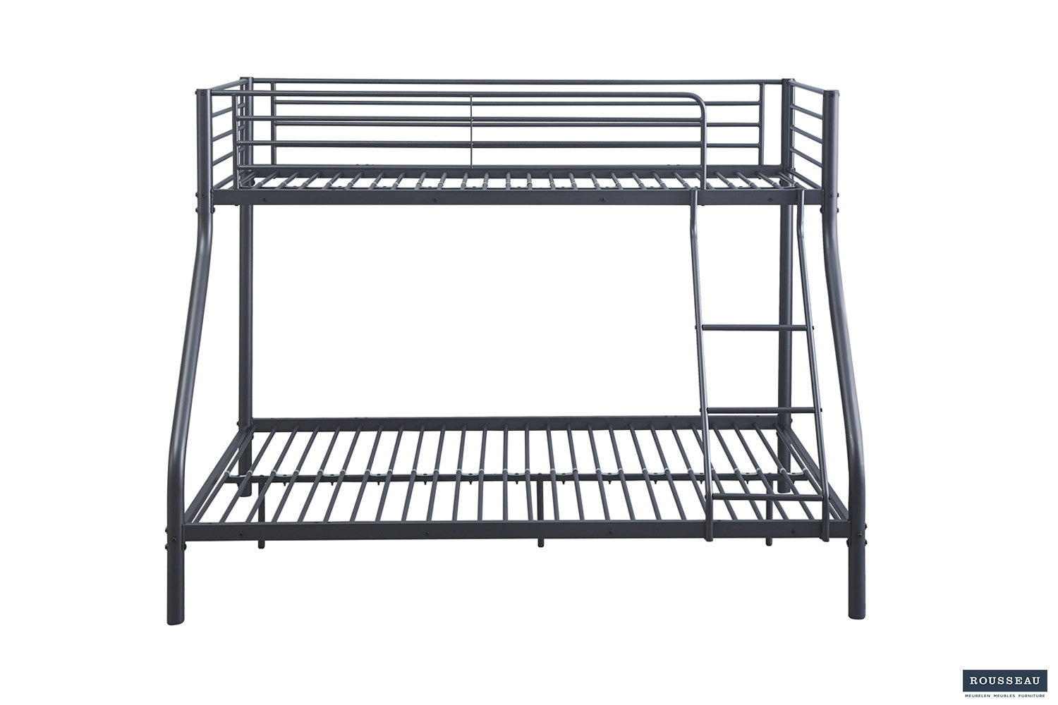 Rousseau - Lit superposé Trio métal 140/90x200 Gris foncé - 158x147,5x210 cm