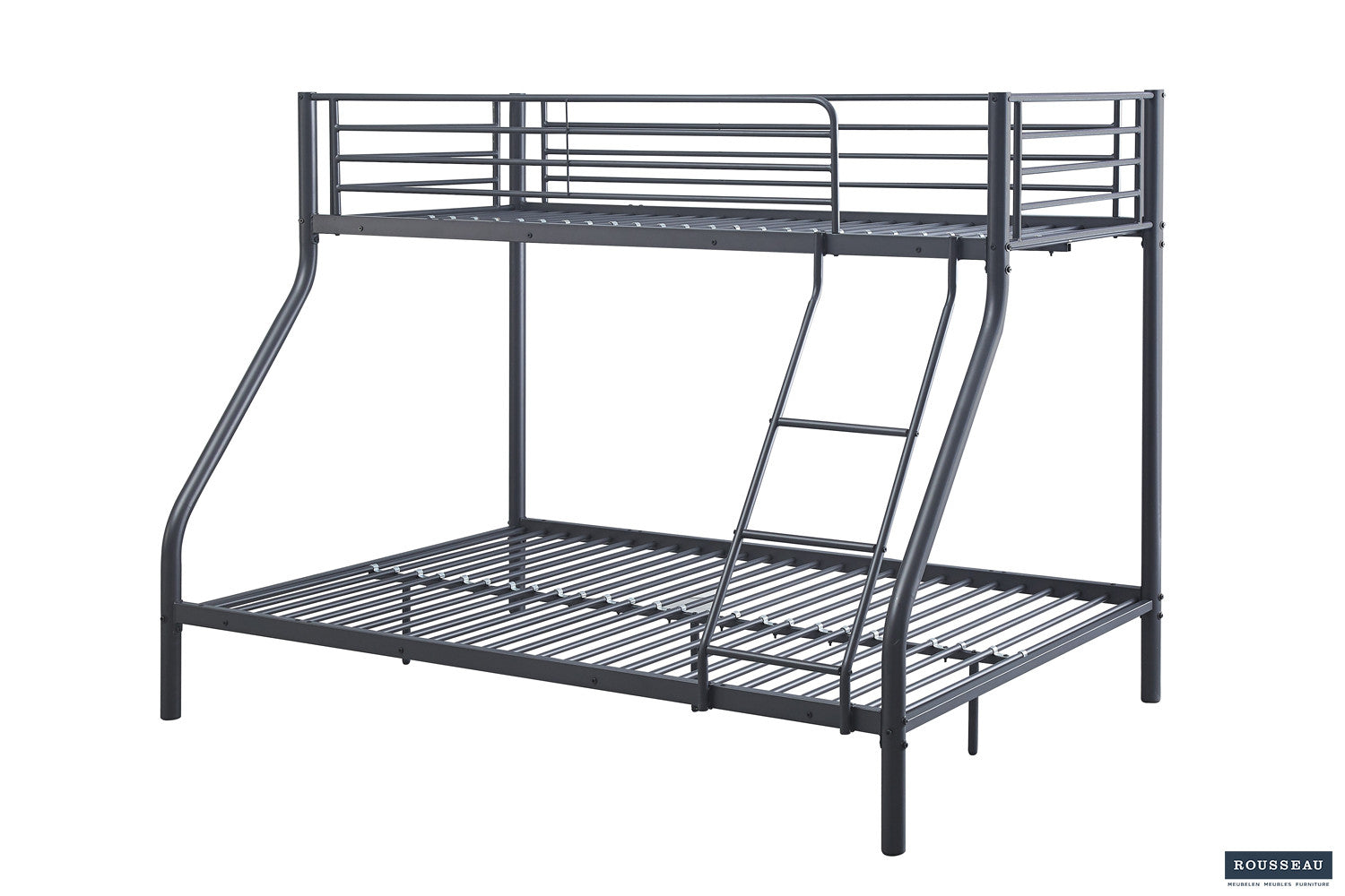 Rousseau - Lit superposé Trio métal 140/90x200 Gris foncé - 158x147,5x210 cm