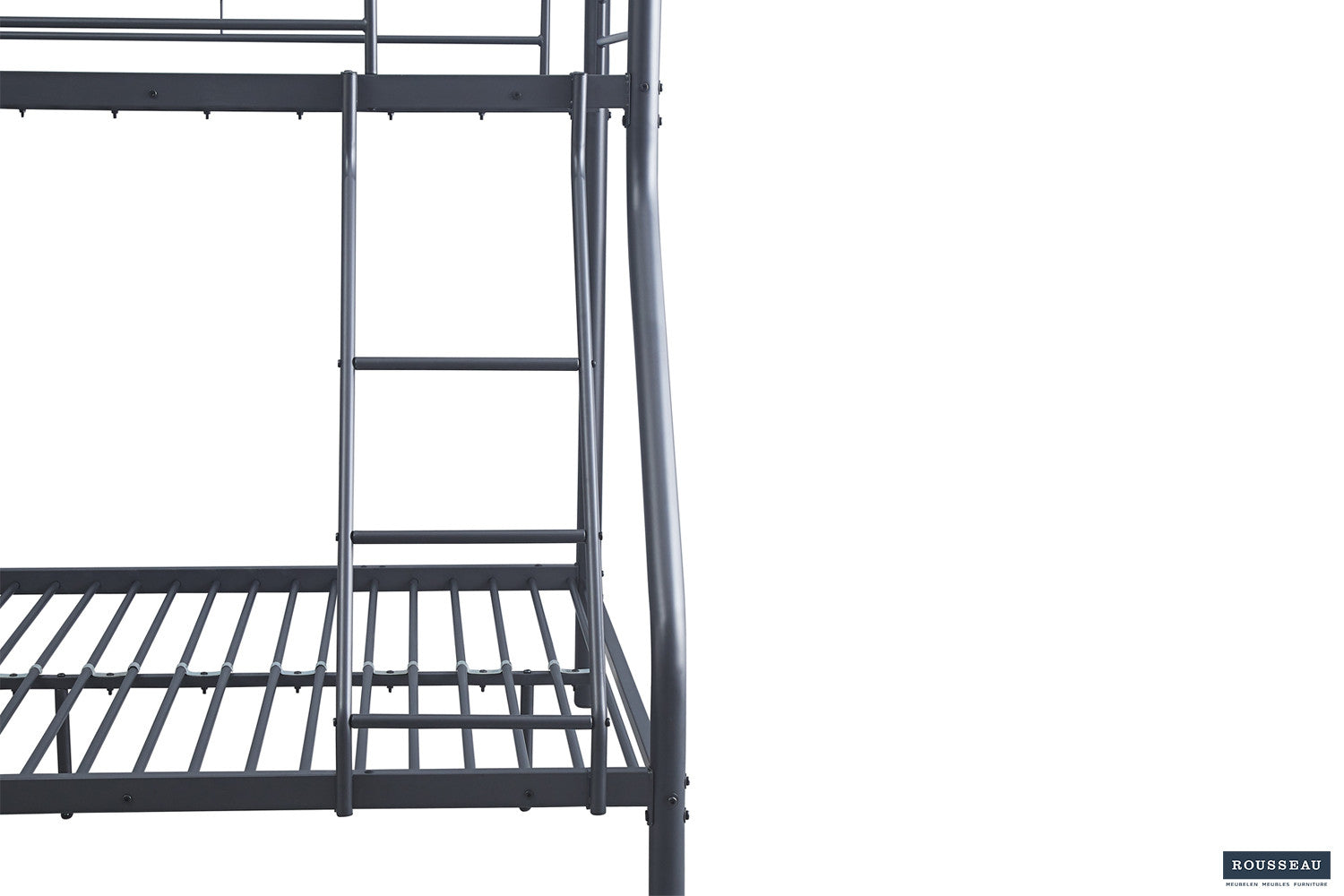 Rousseau - Lit superposé Trio métal 140/90x200 Gris foncé - 158x147,5x210 cm